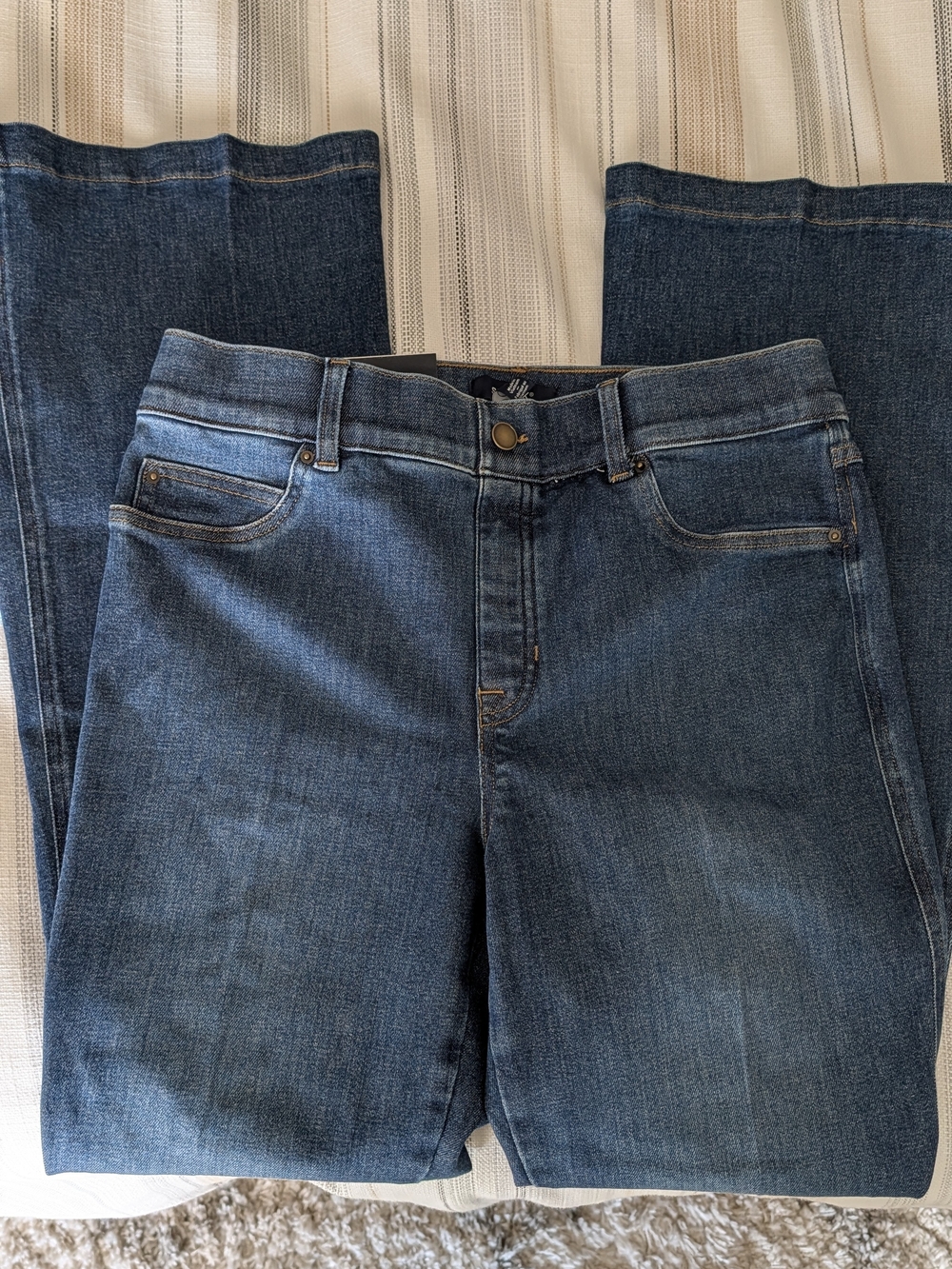 SPANX Flair Leg Jeans in Dark Blue Denim